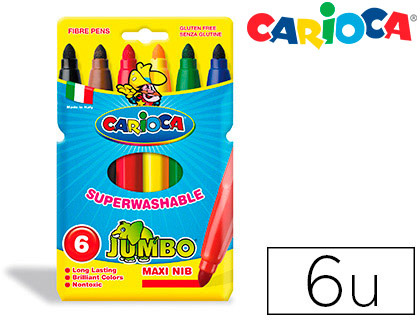 ROTULADOR CARIOCA JUMBO PUNTA GRUESA ESTUCHE DE 6 UNIDADES COLORES SURTIDOS