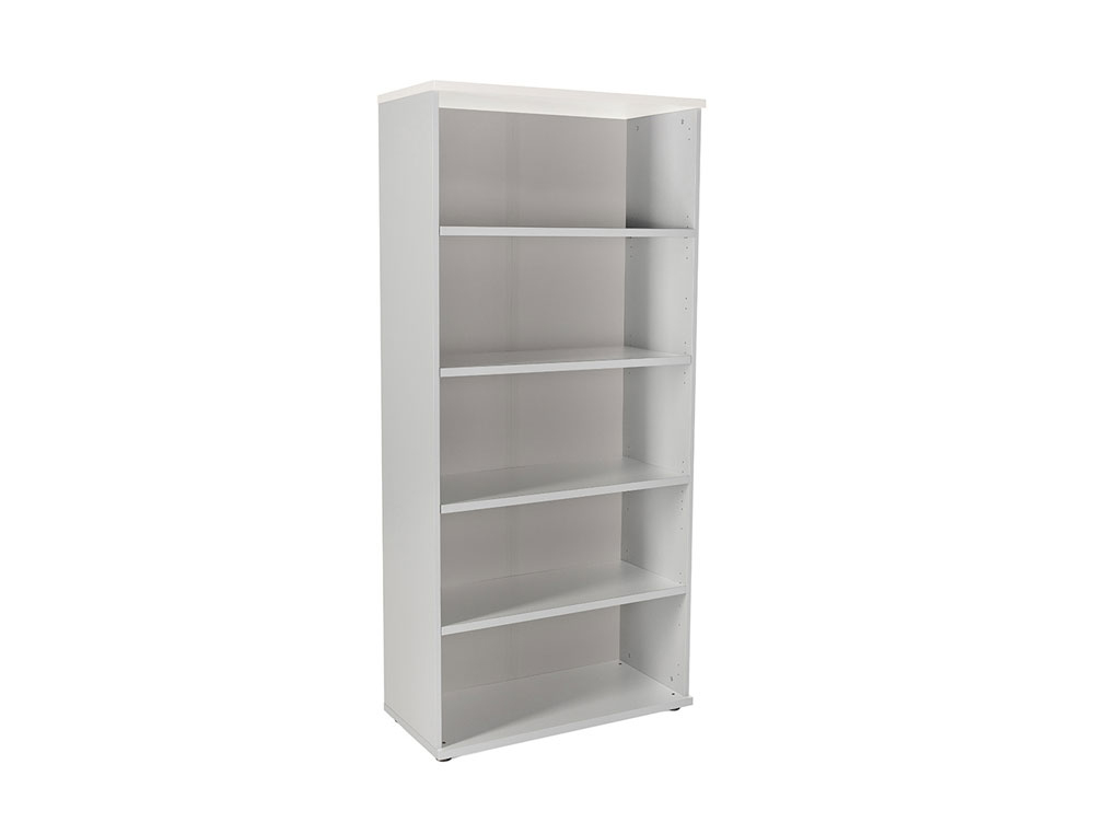 ARMARIO ROCADA CON CUATRO ESTANTES SERIE STORE 195X90X45 CM ACABADO GRIS/BLANCO