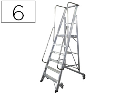 ESCALERA MOVIL KTL DE ALUMINIO CON PLATAFORMA Y GUARDACUERPOS PLEGABLE 6 PELDAOS SERIE 2XL-S
