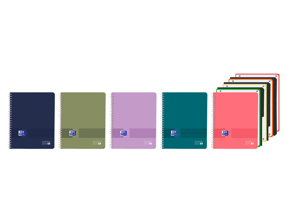 CUADERNO ESPIRAL OXFORD EUROPEANBOOK 4 LIVE&GO TAPA PLASTICO DIN A4+ 120 HOJAS HORIZONTAL CON SEPARADORES