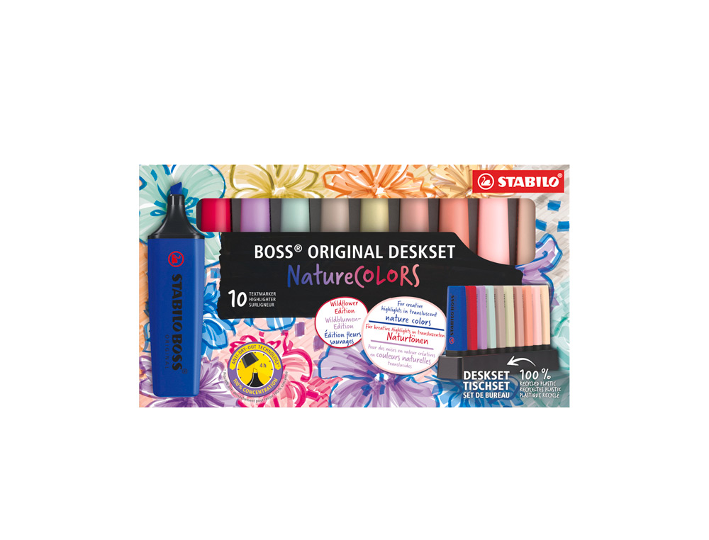 ROTULADOR STABILO BOSS FLUORESCENTE NATURE COLORS WILDFLOWER EDITION SET ESCRITORIO 10 UNIDADES