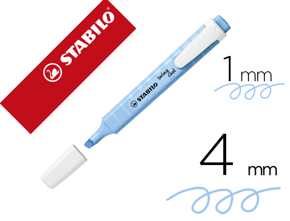 ROTULADOR STABILO FLUORESCENTE SWING COOL PASTEL AZUL VENTOSO