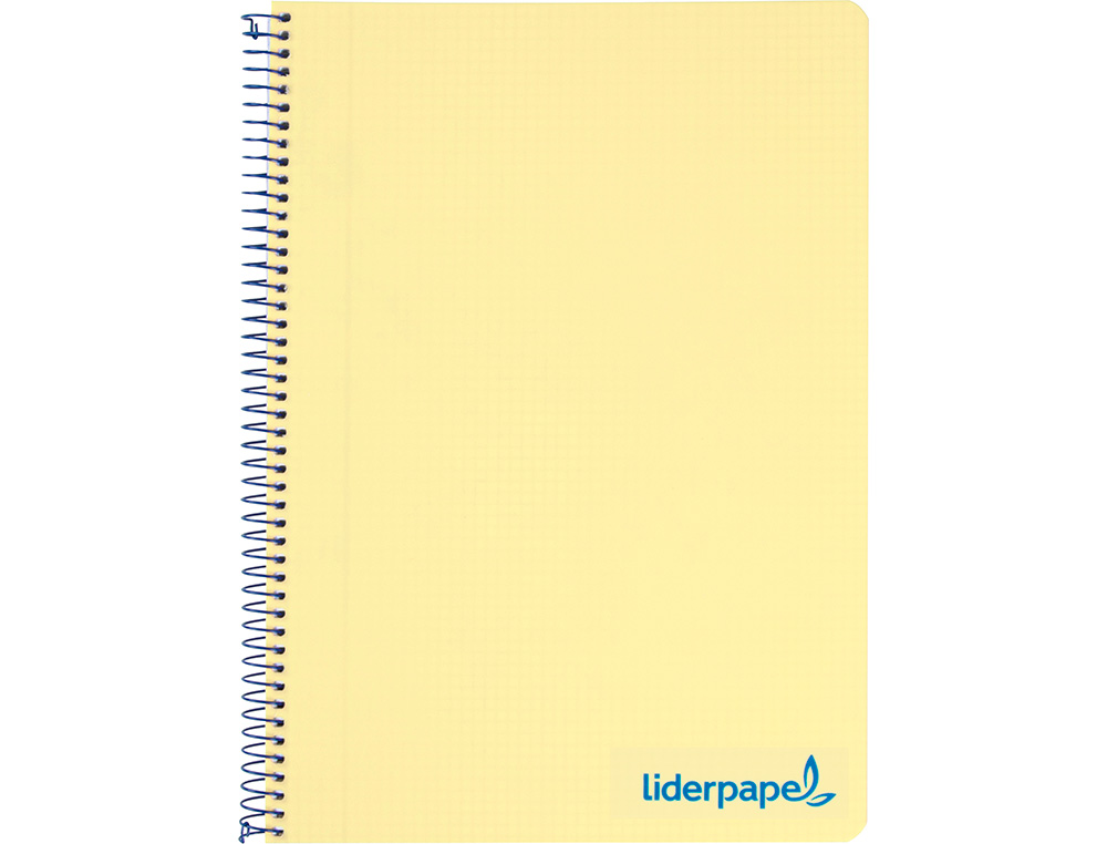 CUADERNO ESPIRAL LIDERPAPEL A5 MICRO WONDER TAPA PLASTICO 120H 90G CUADRO 5MM 5 BANDAS 6 TALADROS COLOR AMARILLO