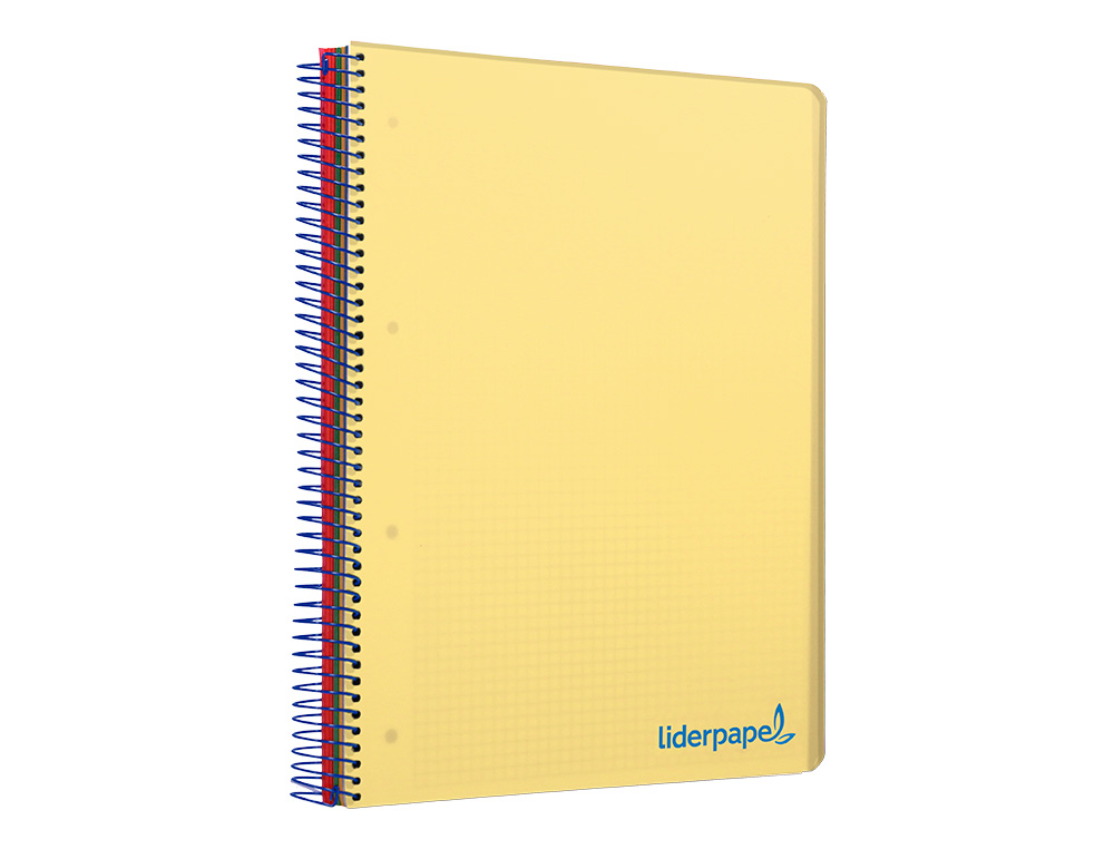 CUADERNO ESPIRAL LIDERPAPEL A5 MICRO WONDER TAPA PLASTICO 120H 90G CUADRO 5MM 5 BANDAS 6 TALADROS COLOR AMARILLO