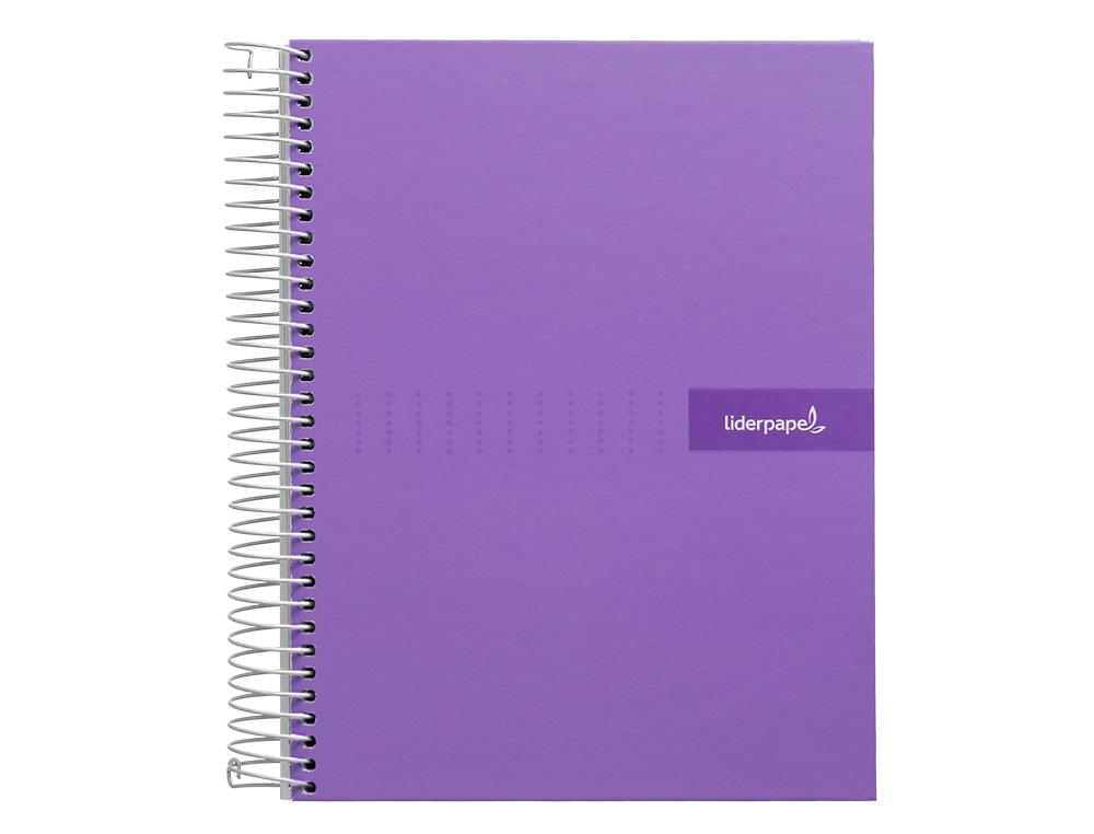 CUADERNO ESPIRAL LIDERPAPEL A5 MICRO CRAFTY TAPA FORRADA 120H 90 GR CUADRO 5MM 5 BANDAS6 TALADROS COLOR VIOLETA