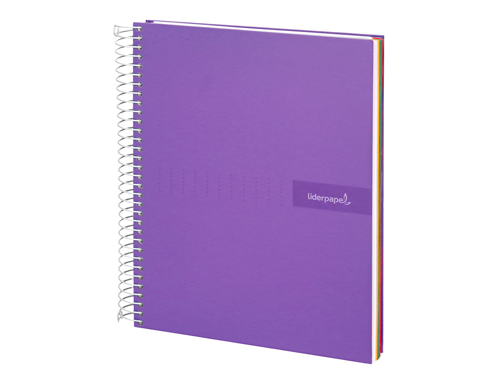 CUADERNO ESPIRAL LIDERPAPEL A5 MICRO CRAFTY TAPA FORRADA 120H 90 GR CUADRO 5MM 5 BANDAS6 TALADROS COLOR VIOLETA
