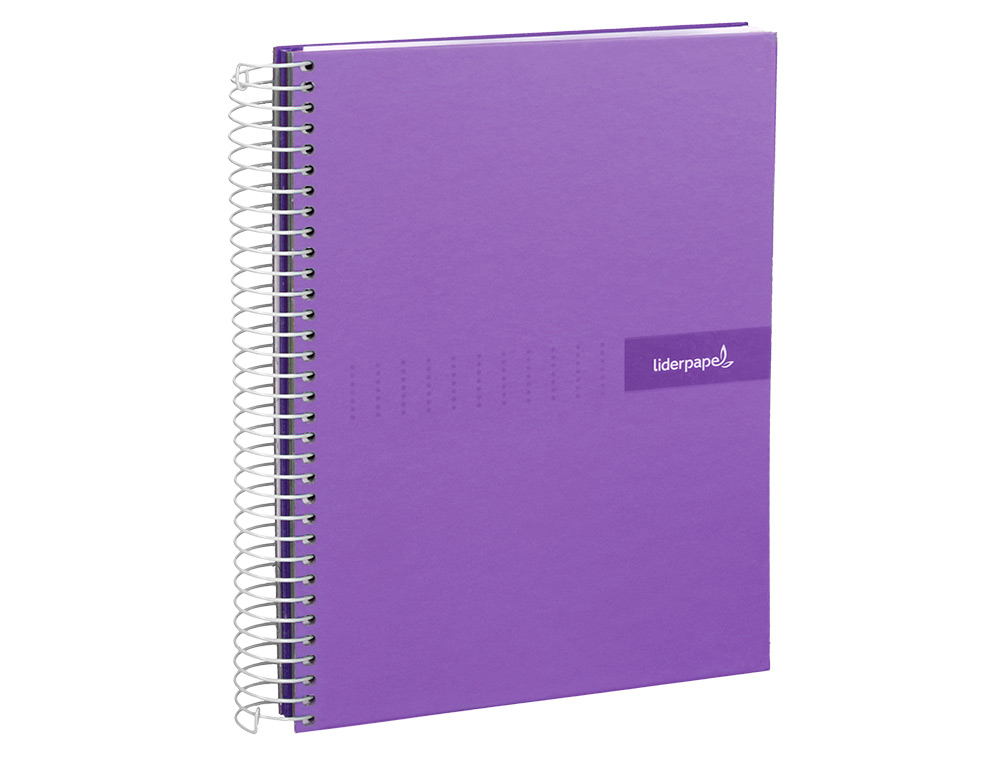 CUADERNO ESPIRAL LIDERPAPEL A5 MICRO CRAFTY TAPA FORRADA 120H 90 GR CUADRO 5MM 5 BANDAS6 TALADROS COLOR VIOLETA