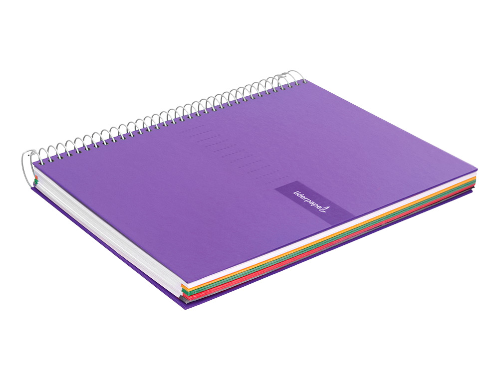 CUADERNO ESPIRAL LIDERPAPEL A5 MICRO CRAFTY TAPA FORRADA 120H 90 GR CUADRO 5MM 5 BANDAS6 TALADROS COLOR VIOLETA