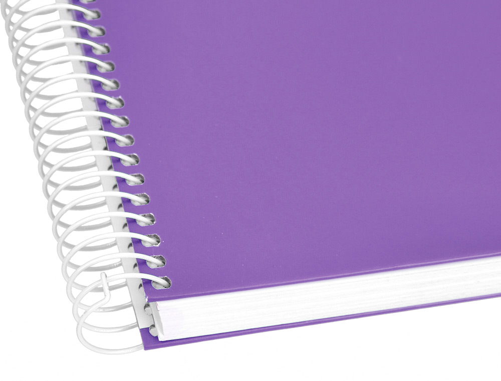 CUADERNO ESPIRAL LIDERPAPEL A5 MICRO CRAFTY TAPA FORRADA 120H 90 GR CUADRO 5MM 5 BANDAS6 TALADROS COLOR VIOLETA