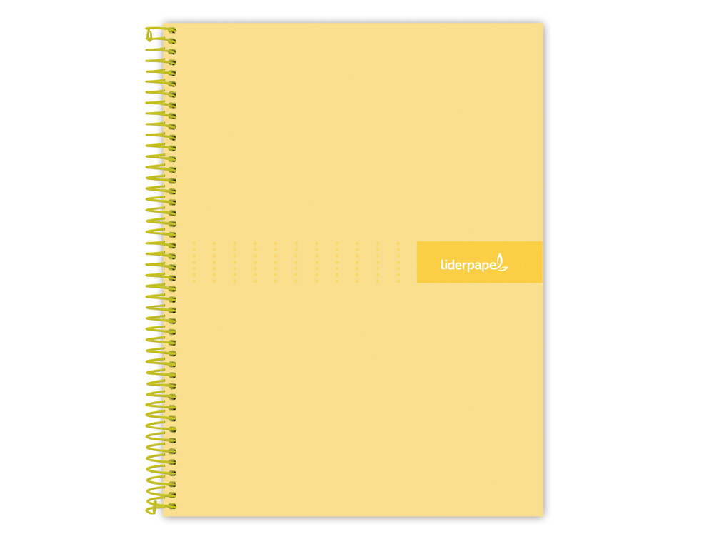 CUADERNO ESPIRAL LIDERPAPEL A4 CRAFTY TAPA FORRADA 80H 90GR CUADRO 4MM CON MARGEN COLOR AMARILLO