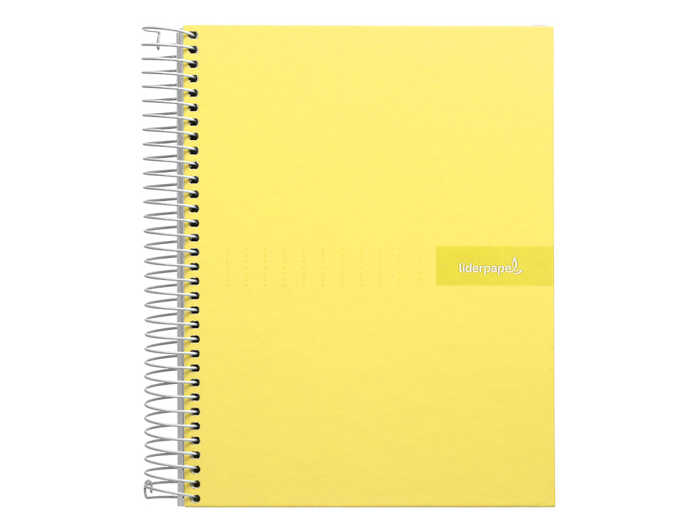 CUADERNO ESPIRAL LIDERPAPEL A4 CRAFTY TAPA FORRADA 80H 90GR CUADRO 4MM CON MARGEN COLOR AMARILLO