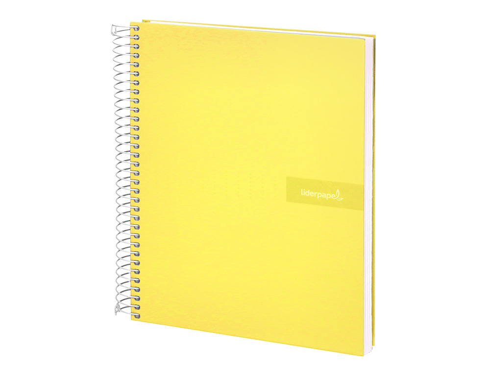 CUADERNO ESPIRAL LIDERPAPEL A4 CRAFTY TAPA FORRADA 80H 90GR CUADRO 4MM CON MARGEN COLOR AMARILLO