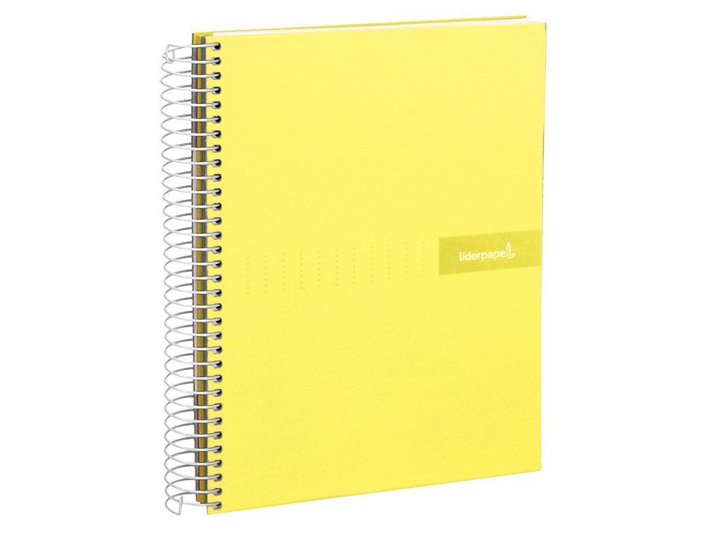 CUADERNO ESPIRAL LIDERPAPEL A4 CRAFTY TAPA FORRADA 80H 90GR CUADRO 4MM CON MARGEN COLOR AMARILLO