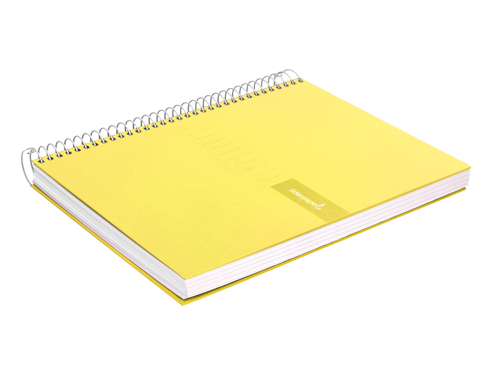 CUADERNO ESPIRAL LIDERPAPEL A4 CRAFTY TAPA FORRADA 80H 90GR CUADRO 4MM CON MARGEN COLOR AMARILLO
