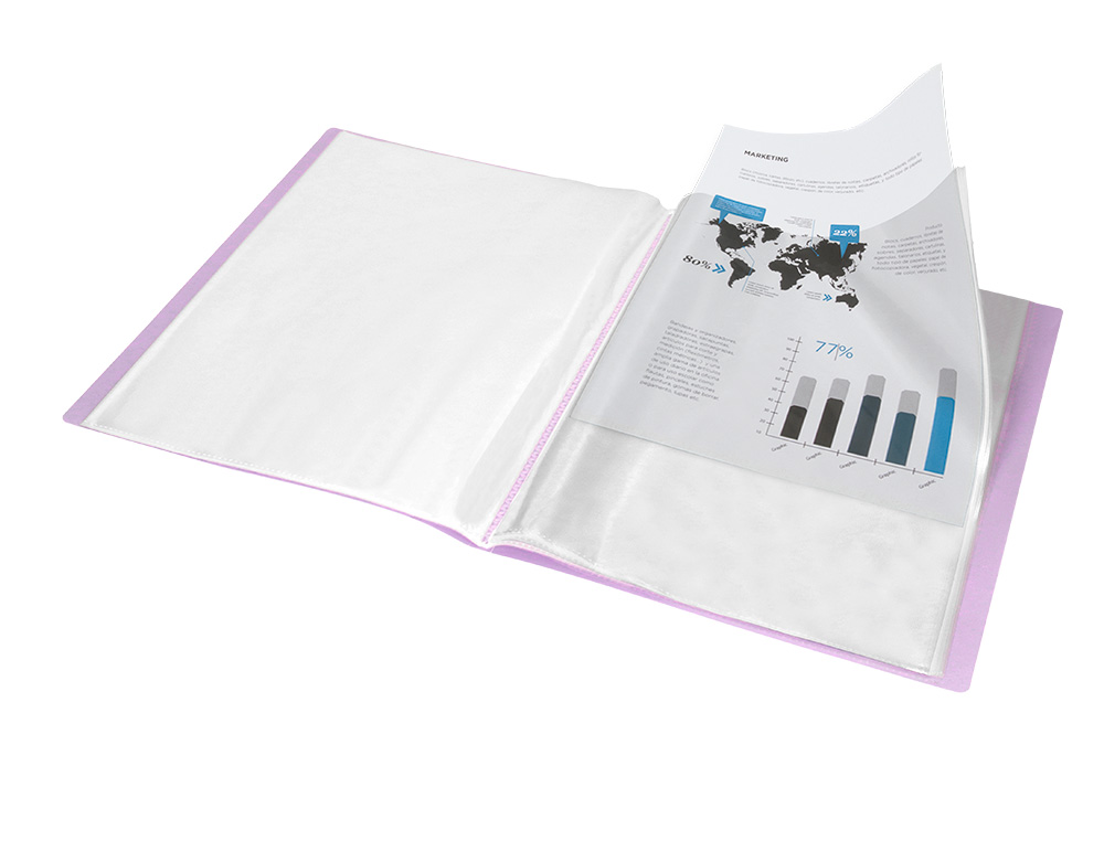 CARPETA LIDERPAPEL ESCAPARATE 40 FUNDAS POLIPROPILENO DIN A4 LAVANDA OPACO