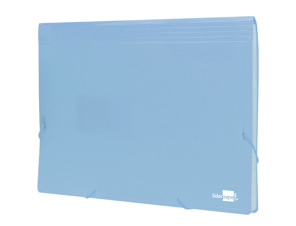 CARPETA LIDERPAPEL CLASIFICADOR FUELLE POLIPROPILENO DIN A4 CELESTE OPACO 13 DEPARTAMENTOS