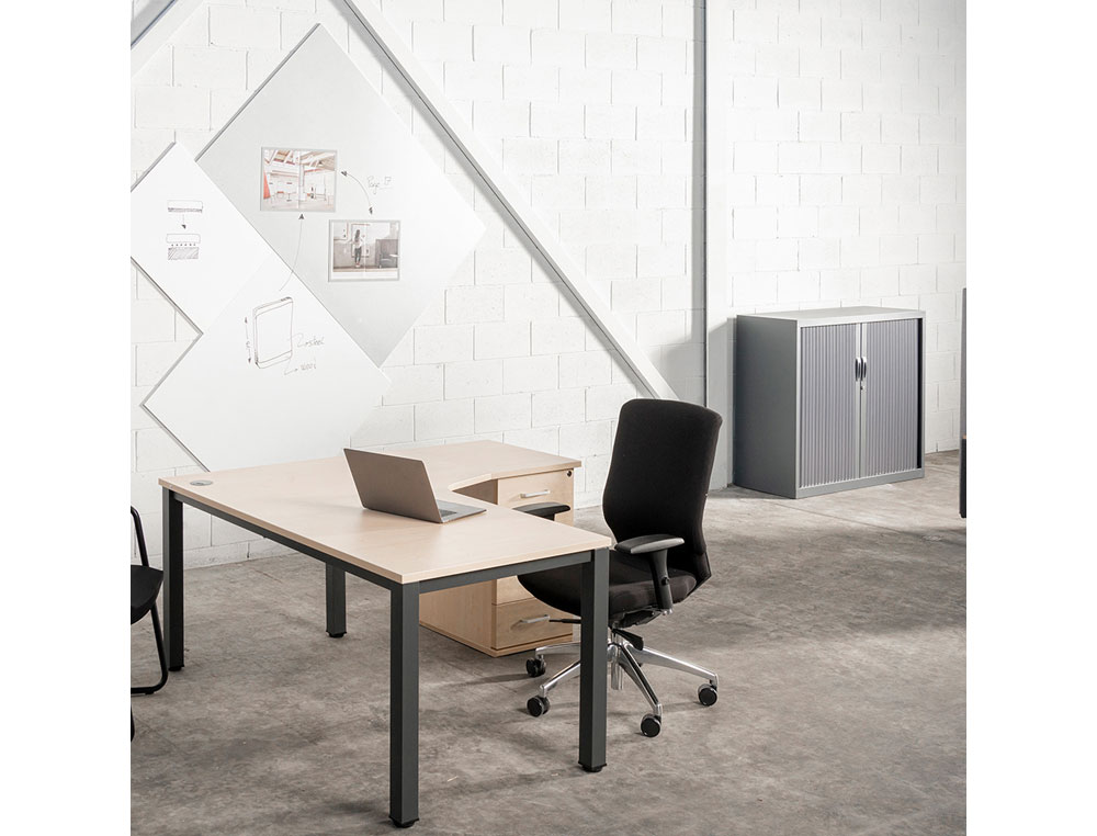 ARMARIO METALICO ROCADA DOS PUERTAS TIPO PERSIANA CON UNA BALDA SERIE STORE 70X80X45 CM ACABADO GRIS/GRIS