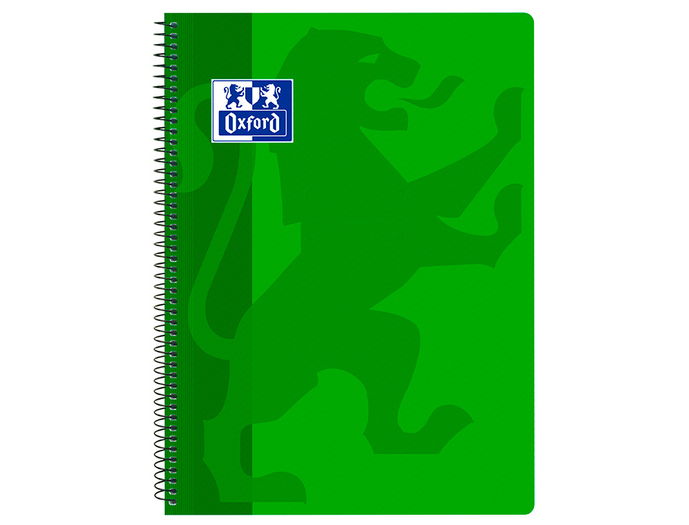 CUADERNO ESPIRAL OXFORD SCHOOL CLASSIC TAPA POLIPROPILENO FOLIO 80 HOJAS CUADRO 4 MM CON MARGEN VERDE