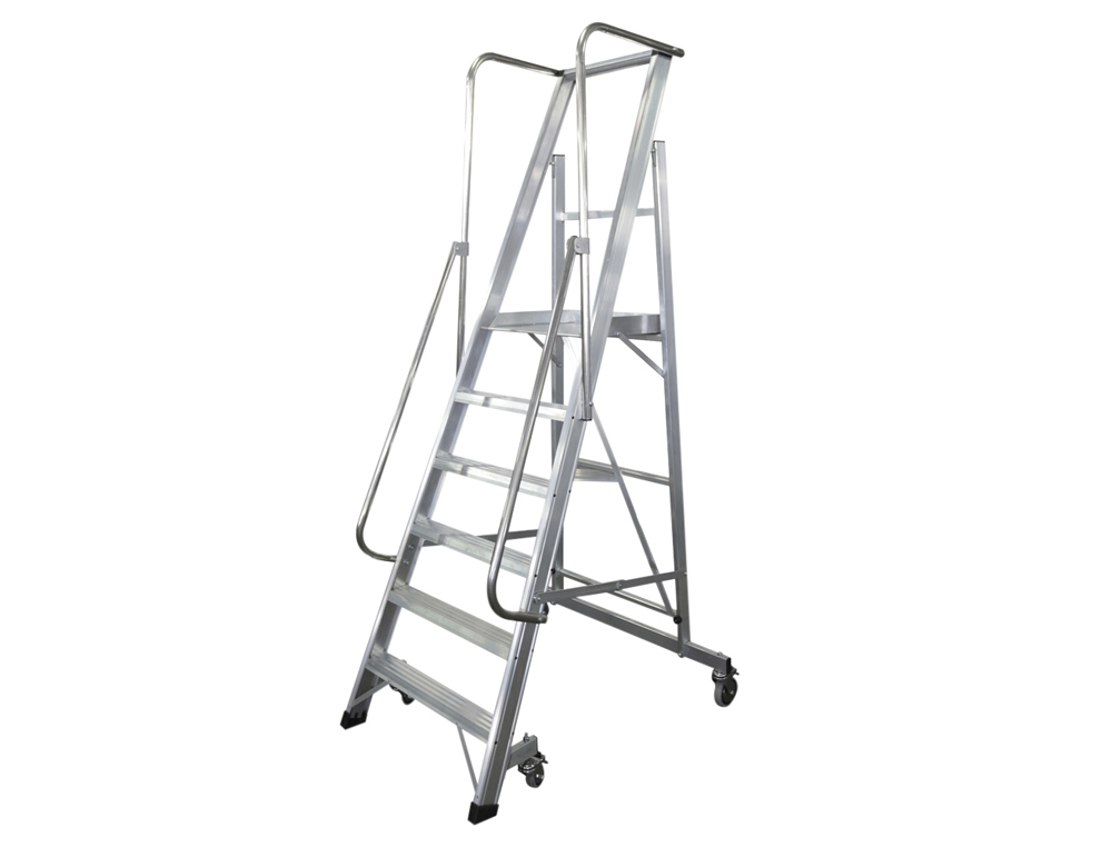 ESCALERA MOVIL KTL DE ALUMINIO CON PLATAFORMA Y GUARDACUERPOS PLEGABLE 6 PELDAOS SERIE 2XL-S