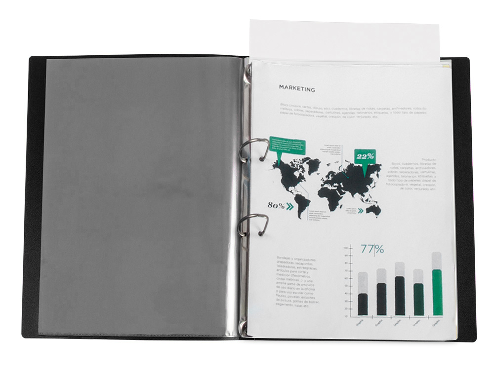 CARPETA LIDERPAPEL CANGURO 2 ANILLAS 25 MM MIXTAS POLIPROPILENO DIN A4 NEGRO OPACO