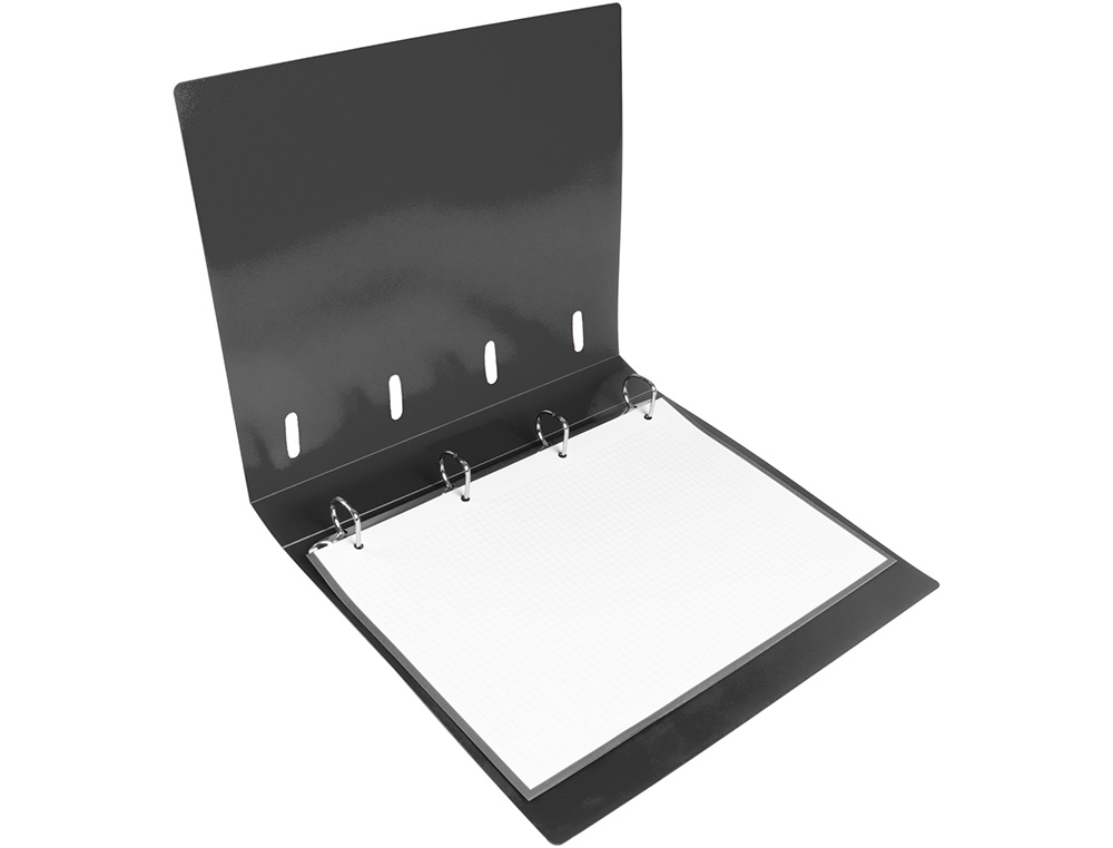 CARPETA CON RECAMBIO LIDERPAPEL A4 CUADRO 5MM 100 HOJAS 80G POLIPROPILENO 4 ANILLAS 40MM NEGRO OPACO