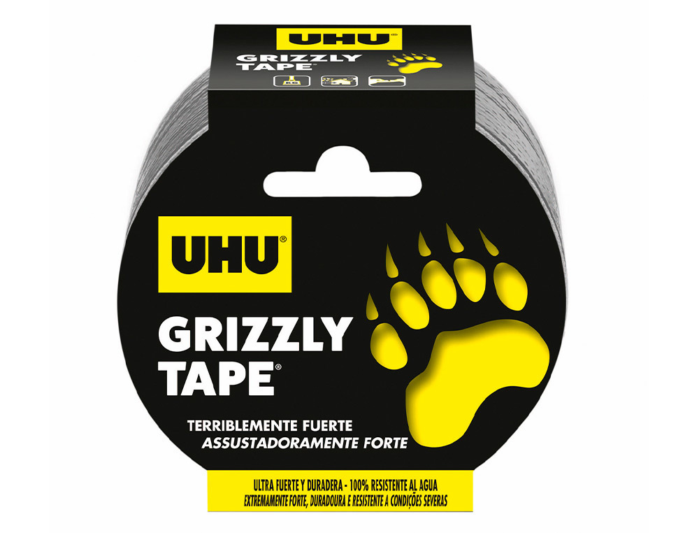 CINTA ADHESIVA UHU AMERICANA GRIZZLY TAPE ULTRAFUERTE COLOR PLATA 10 MT X 48 MM