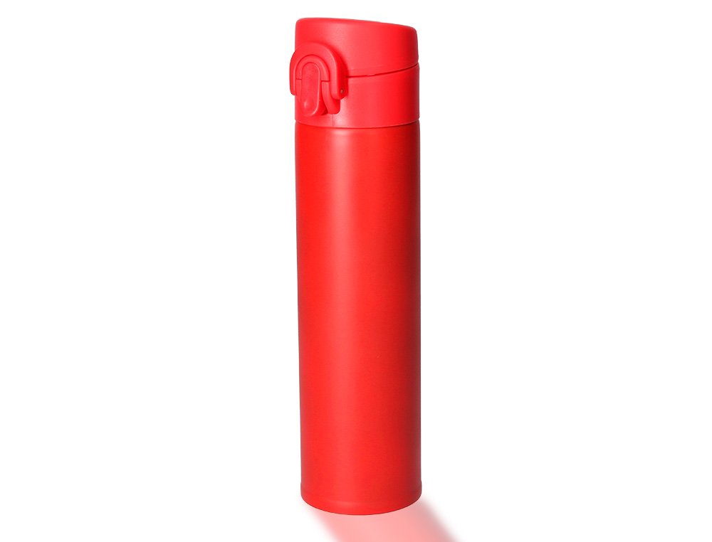 TERMO LIDERPAPEL ACERO INOXIDABLE CON DOBLE COBERTURA Y SISTEMA DE APERTURA FACIL CON BOTON 330 ML