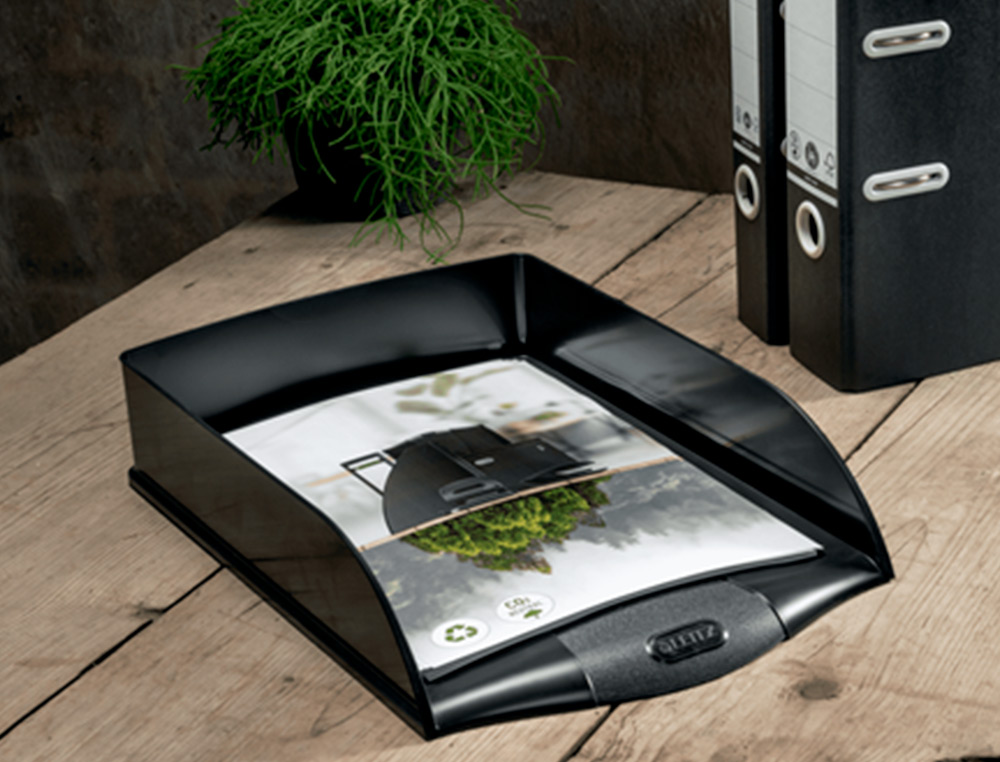 BANDEJA SOBREMESA PLASTICO LEITZ RECYCLE VERTICAL COLOR NEGRO 255X385X70 MM