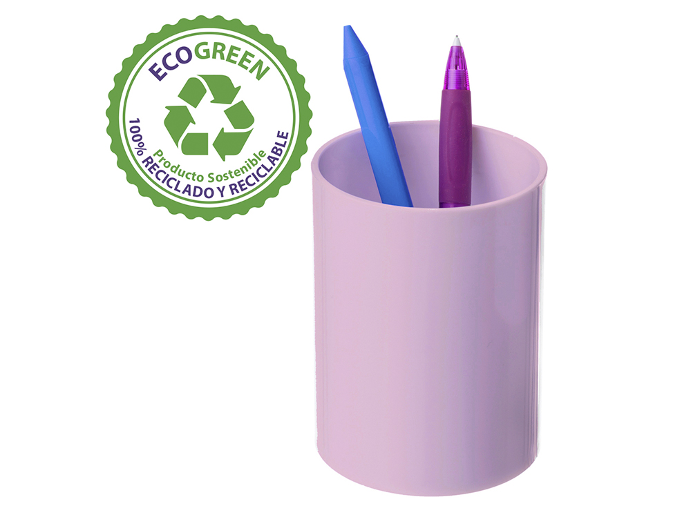 CUBILETE PORTALAPICES ARCHIVO 2000 ROSA PASTEL OPACO PLASTICO 100% RECICLADO DIAMETRO 75 MM ALTO 105 MM