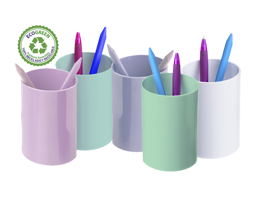 CUBILETE PORTALAPICES ARCHIVO 2000 ROSA PASTEL OPACO PLASTICO 100% RECICLADO DIAMETRO 75 MM ALTO 105 MM