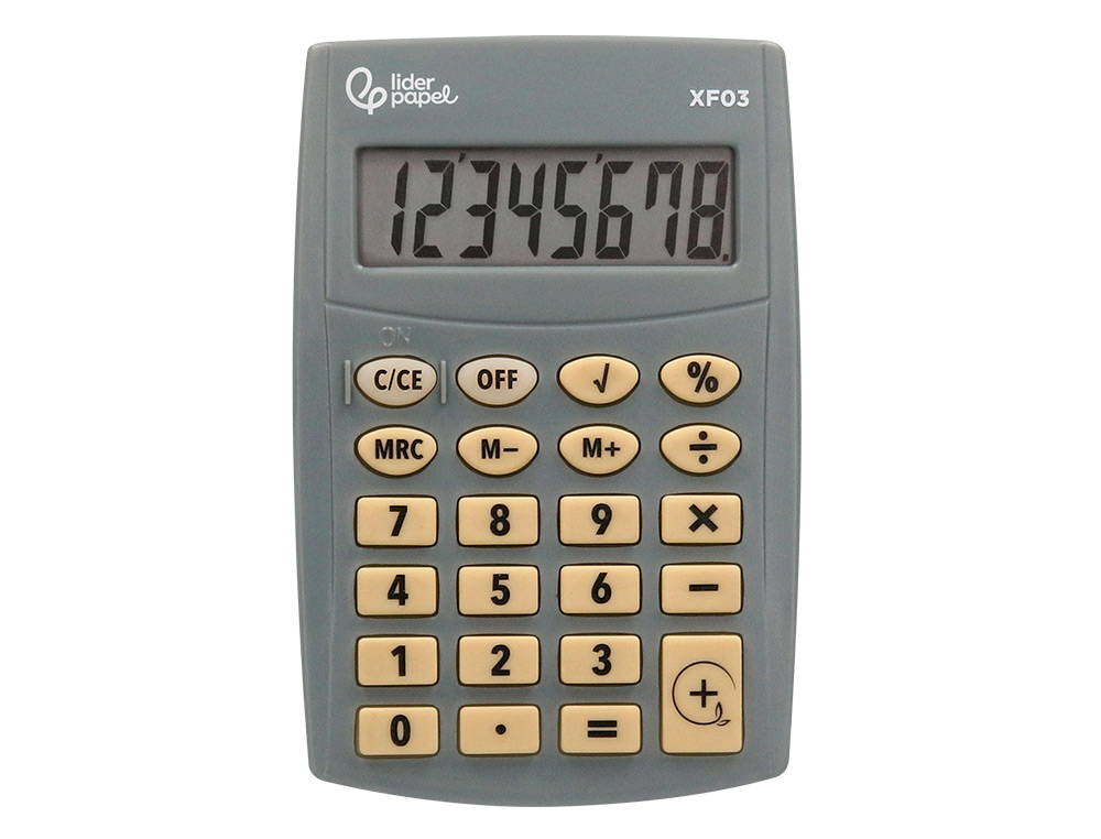 CALCULADORA LIDERPAPEL BOLSILLO XF03 8 DIGITOS PILAS COLOR GRIS 99X64X9 MM