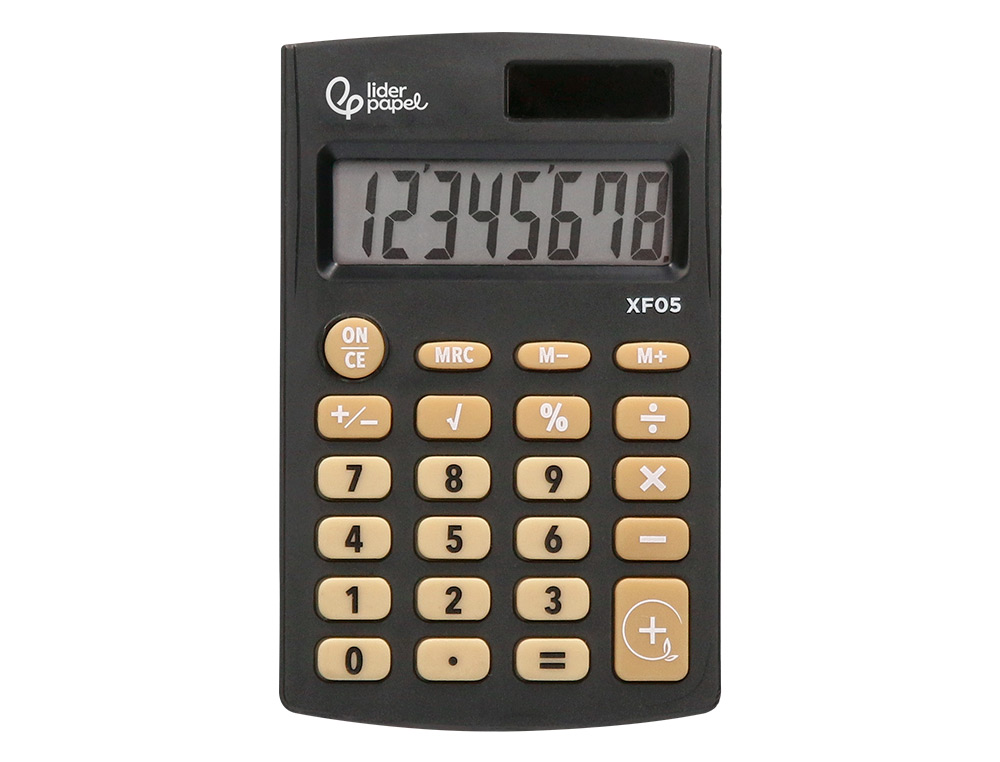 CALCULADORA LIDERPAPEL BOLSILLO XF05 8 DIGITOS SOLAR Y PILAS COLOR NEGRO 98X62X8 MM