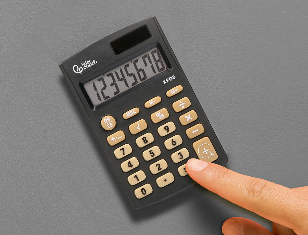 CALCULADORA LIDERPAPEL BOLSILLO XF05 8 DIGITOS SOLAR Y PILAS COLOR NEGRO 98X62X8 MM