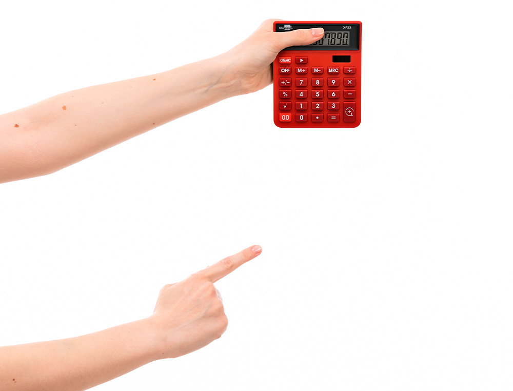 CALCULADORA LIDERPAPEL SOBREMESA XF22 10 DIGITOS SOLAR Y PILAS COLOR ROJO 127X105X24 MM
