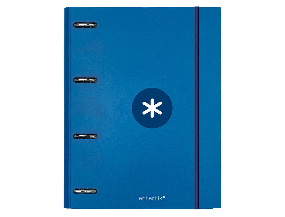 CARPETA CON RECAMBIO ANTARTIK A4 CUADRO 5MM FORRADA 4 ANILLAS 25MM REDONDAS COLOR AZUL MARINO