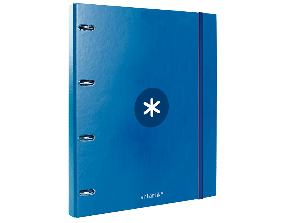 CARPETA CON RECAMBIO ANTARTIK A4 CUADRO 5MM FORRADA 4 ANILLAS 25MM REDONDAS COLOR AZUL MARINO