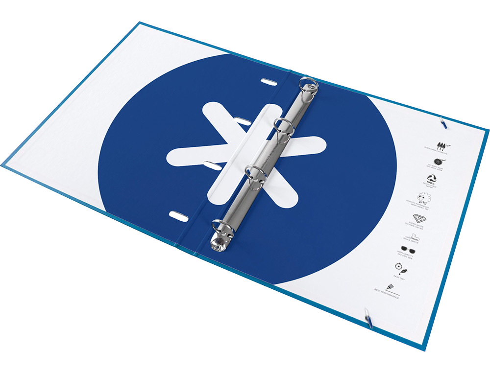 CARPETA CON RECAMBIO ANTARTIK A4 CUADRO 5MM FORRADA 4 ANILLAS 25MM REDONDAS COLOR AZUL MARINO