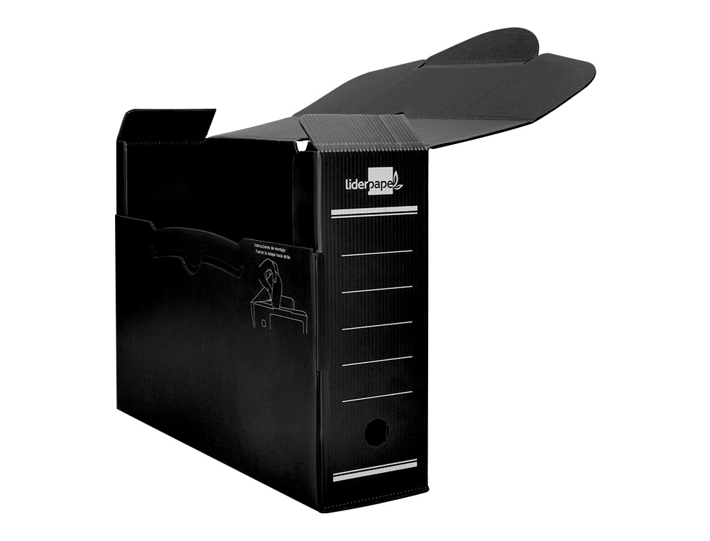 CAJA ARCHIVO DEFINITIVO PLASTICO LIDERPAPEL LOMO 100 MM NEGRO 360X100X260 MM