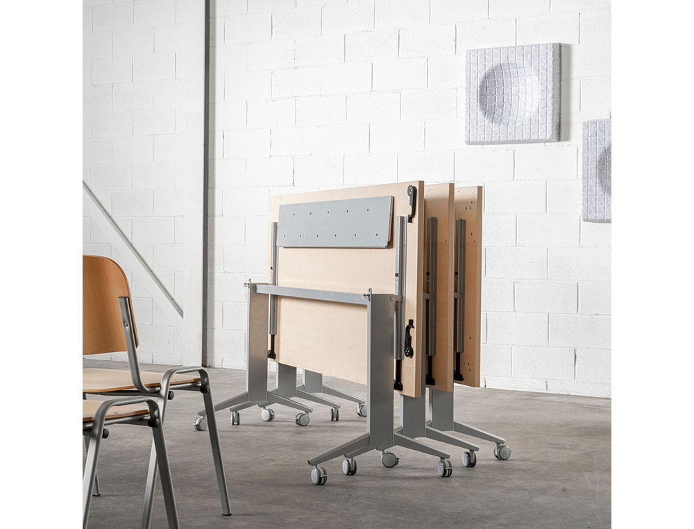 MESA DE OFICINA ROCADA 160X80CM CON TABLERO ABATIBLE 90 ACABADO FD01 GRIS/HAYA