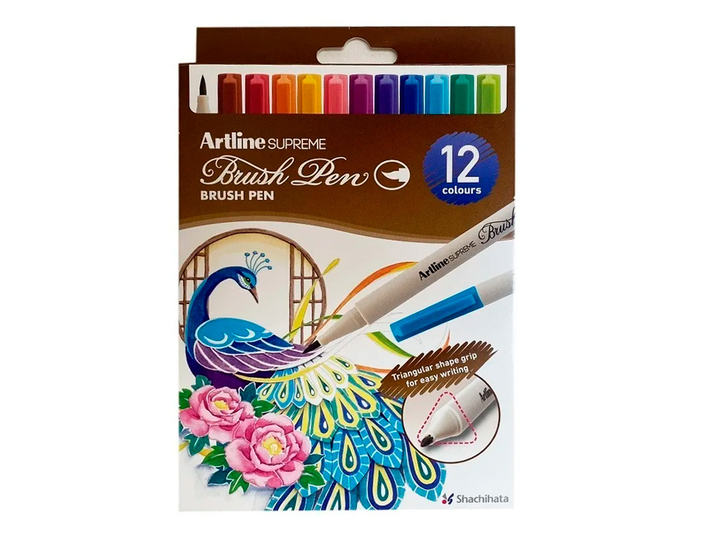ROTULADOR ARTLINE SUPREME BRUSH PINTURA BASE AGUA PUNTA TIPO PINCEL TRAZO FINO BOLSA 12 UNIDADES COLORES SURTIDOS