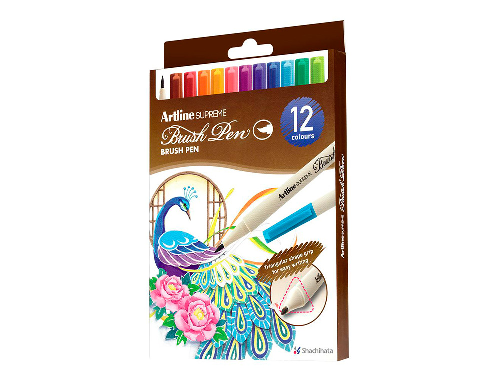 ROTULADOR ARTLINE SUPREME BRUSH PINTURA BASE AGUA PUNTA TIPO PINCEL TRAZO FINO BOLSA 12 UNIDADES COLORES SURTIDOS