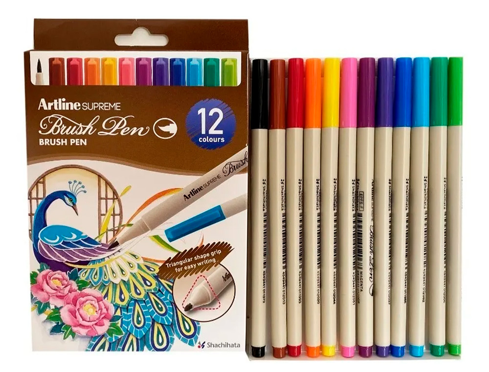 ROTULADOR ARTLINE SUPREME BRUSH PINTURA BASE AGUA PUNTA TIPO PINCEL TRAZO FINO BOLSA 12 UNIDADES COLORES SURTIDOS