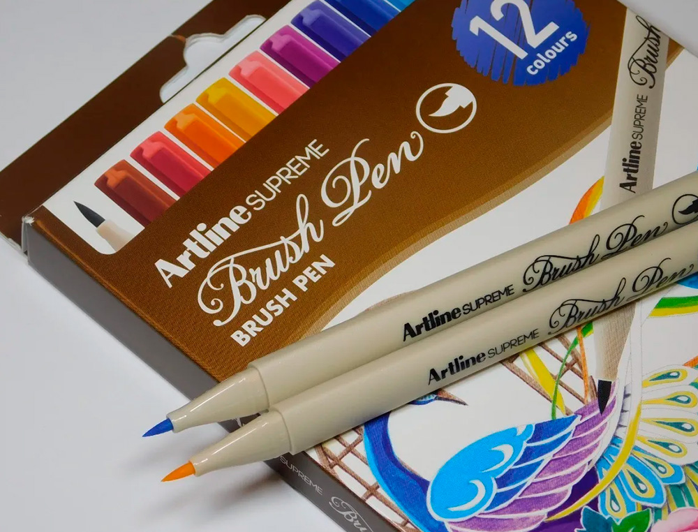ROTULADOR ARTLINE SUPREME BRUSH PINTURA BASE AGUA PUNTA TIPO PINCEL TRAZO FINO BOLSA 12 UNIDADES COLORES SURTIDOS