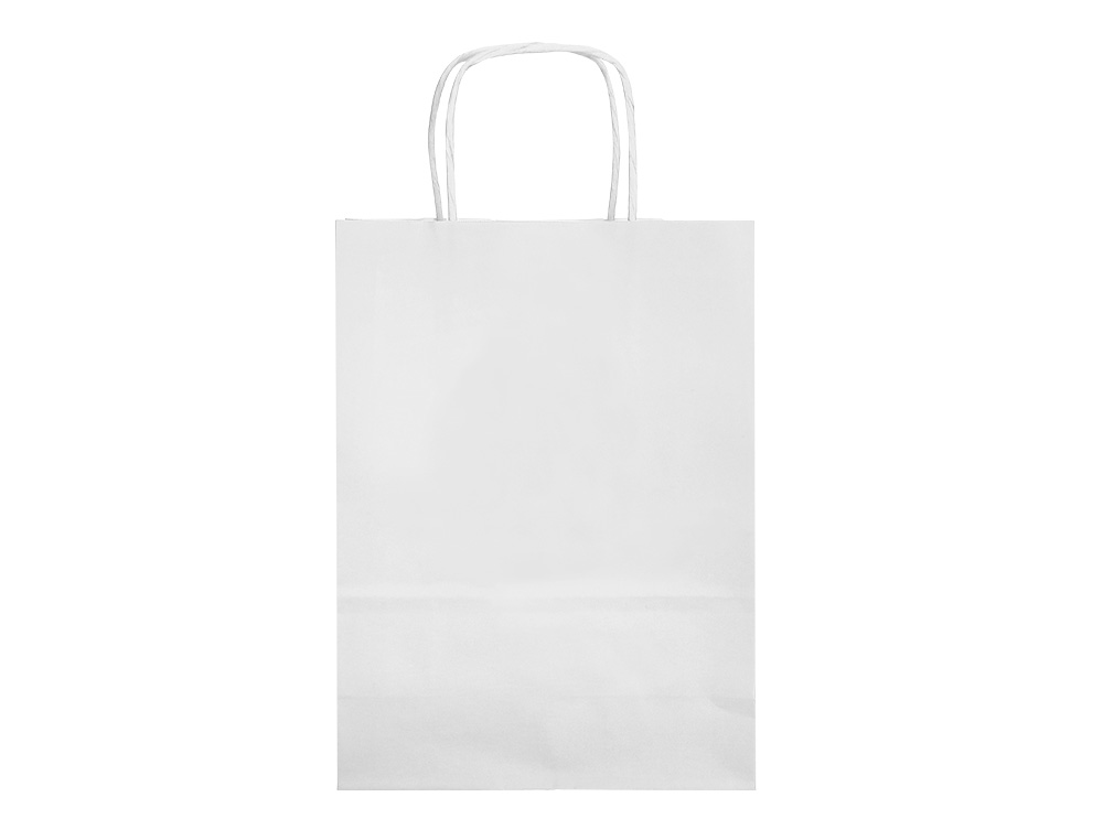 BOLSA PAPEL Q-CONNECT CELULOSA BLANCO L CON ASA RETORCIDA 320X400X140 MM