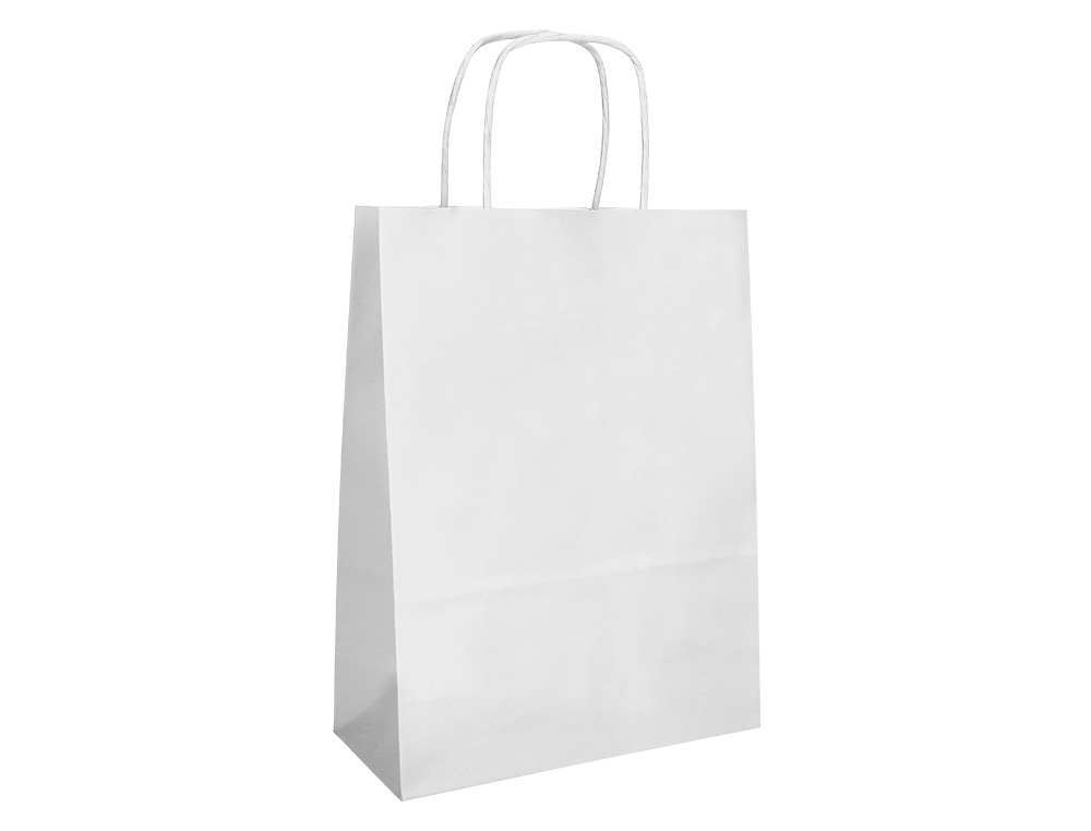 BOLSA PAPEL Q-CONNECT CELULOSA BLANCO L CON ASA RETORCIDA 320X400X140 MM