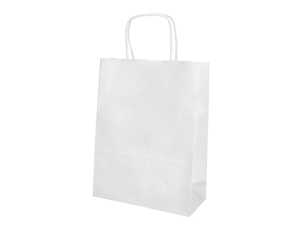 BOLSA PAPEL Q-CONNECT CELULOSA BLANCO L CON ASA RETORCIDA 320X400X140 MM