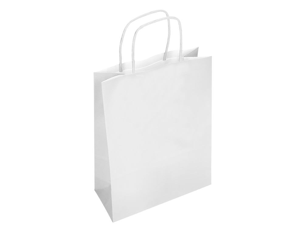 BOLSA PAPEL Q-CONNECT CELULOSA BLANCO L CON ASA RETORCIDA 320X400X140 MM