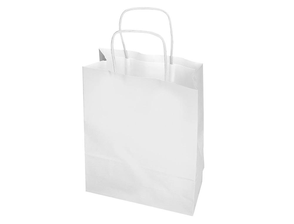 BOLSA PAPEL Q-CONNECT CELULOSA BLANCO L CON ASA RETORCIDA 320X400X140 MM