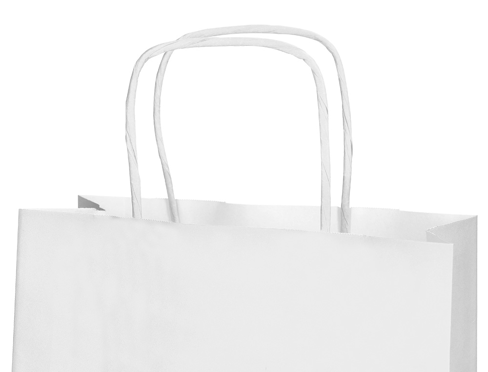 BOLSA PAPEL Q-CONNECT CELULOSA BLANCO L CON ASA RETORCIDA 320X400X140 MM