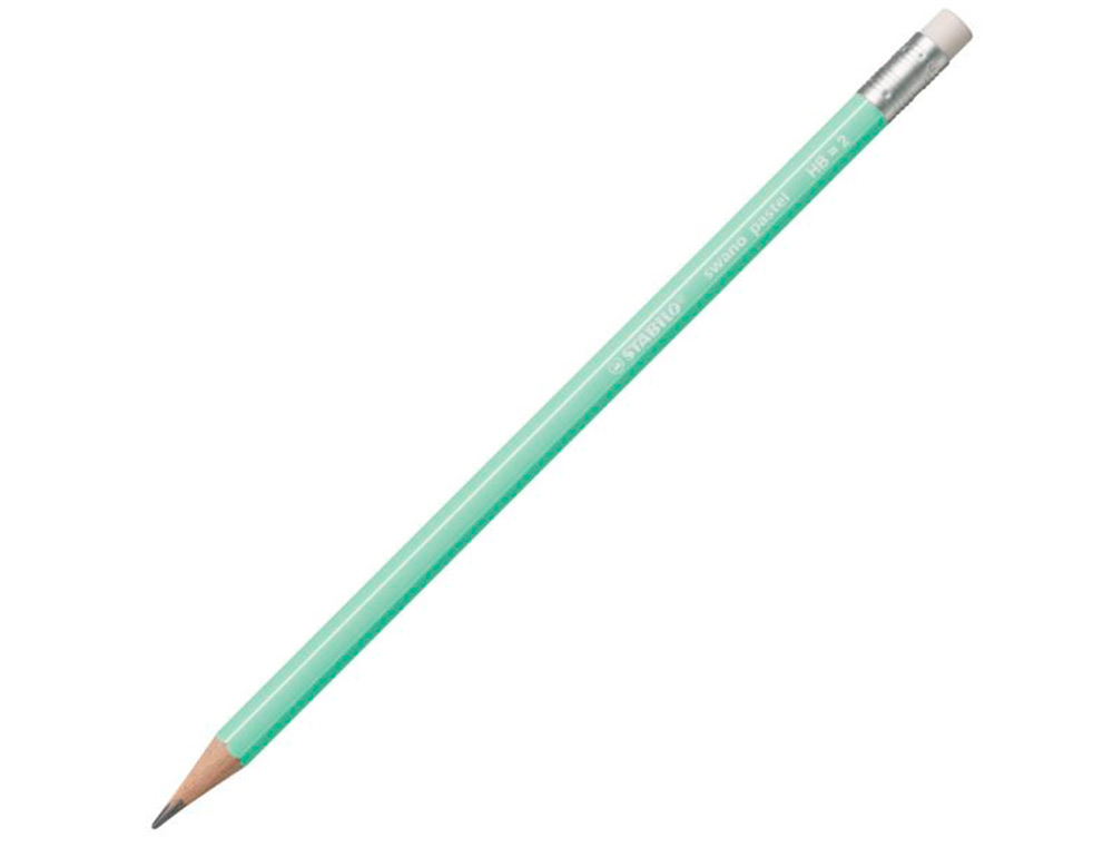 LAPICES DE GRAFITO CON GOMA STABILO SWANO MINA 2,2 MM DUREZA HB VERDE PASTEL